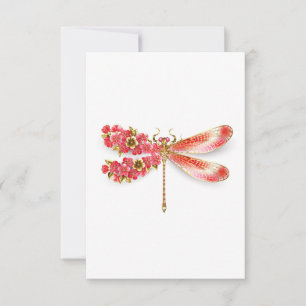 Flower drakonfluga med jewelry sakura tack kort