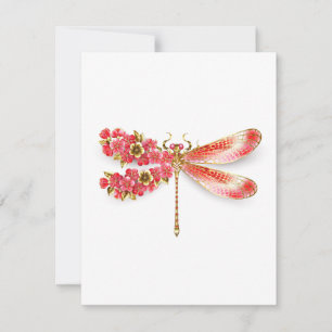 Flower drakonfluga med jewelry sakura tack kort