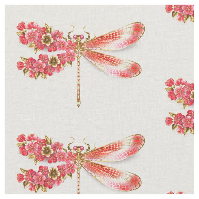 Flower drakonfluga med jewelry sakura tyg (Närbild)