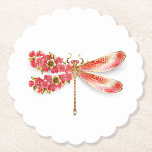 Flower drakonfluga med jewelry sakura underlägg papper