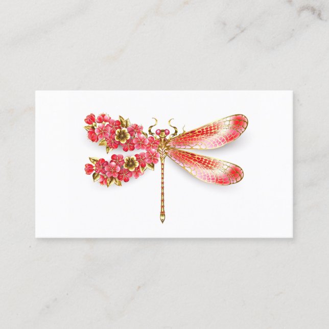Flower drakonfluga med jewelry sakura visitkort (Framsida)