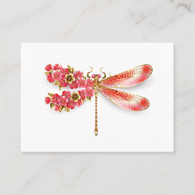 Flower drakonfluga med jewelry sakura visitkort (Framsida)