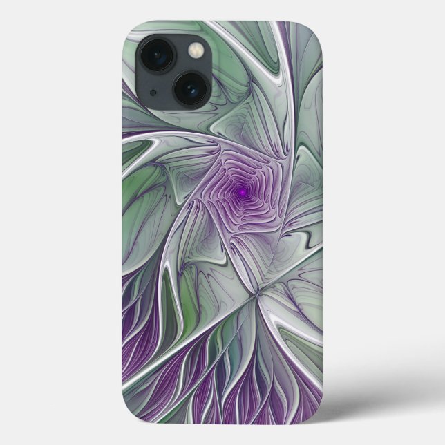 Flower Dream, Abstrakt Lila Grönt Fractal Art (Baksida)