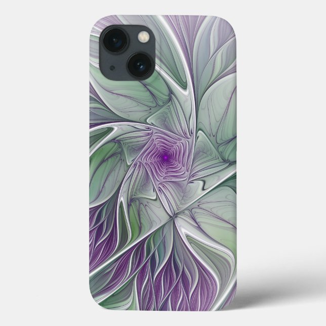 Flower Dream, Abstrakt Lila Grönt Fractal Art (Baksida)