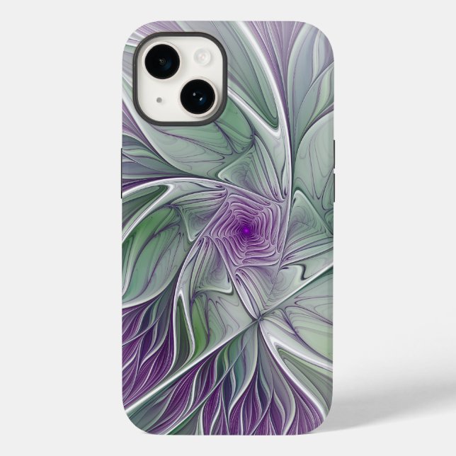 Flower Dream, Abstrakt Lila Grönt Fractal Art (Baksida)