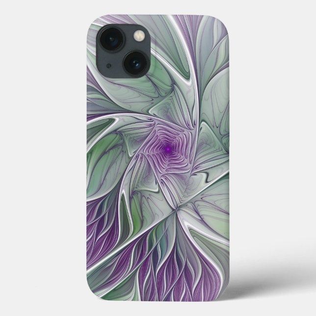 Flower Dream, Abstrakt Lila Grönt Fractal Art (Baksida)