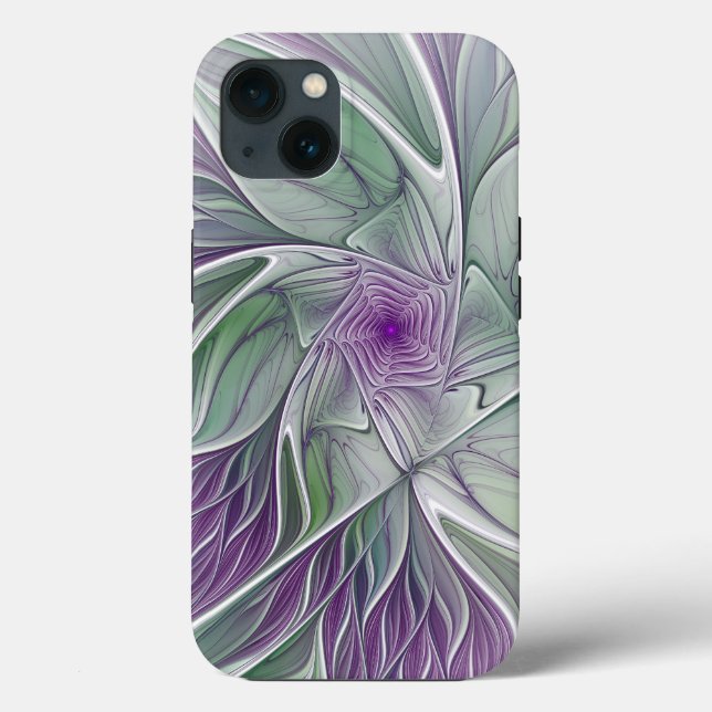 Flower Dream, Abstrakt Lila Grönt Fractal Art (Baksida)