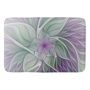 Flower Dream, Abstrakt Lila Grönt Fractal Art Badrumsmatta