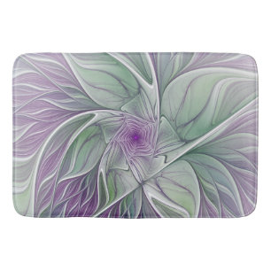 Flower Dream, Abstrakt Lila Grönt Fractal Art Badrumsmatta