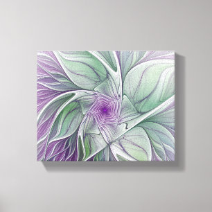 Flower Dream, Abstrakt Lila Grönt Fractal Art Canvastryck