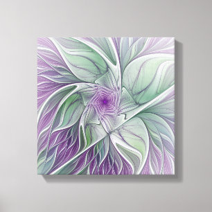 Flower Dream, Abstrakt Lila Grönt Fractal Art Canvastryck