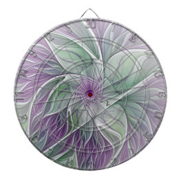 Flower Dream, Abstrakt Lila Grönt Fractal Art Darttavla