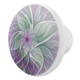 Flower Dream, Abstrakt Lila Grönt Fractal Art Knopp