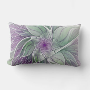 Flower Dream, Abstrakt Lila Grönt Fractal Art Lumbarkudde