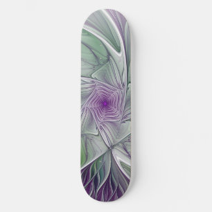 Flower Dream, Abstrakt Lila Grönt Fractal Art Mini Skateboard Bräda 18,5 Cm