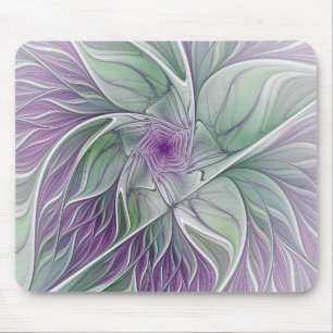 Flower Dream, Abstrakt Lila Grönt Fractal Art Musmatta