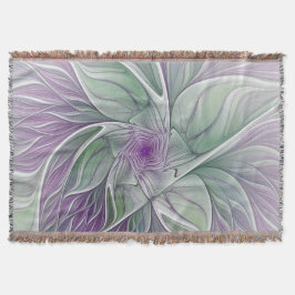 Flower Dream, Abstrakt Lila Grönt Fractal Art Mysfilt
