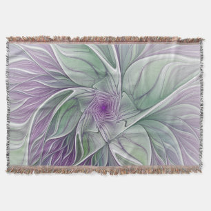 Flower Dream, Abstrakt Lila Grönt Fractal Art Mysfilt