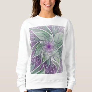 Flower Dream, Abstrakt Lila Grönt Fractal Art T Shirt