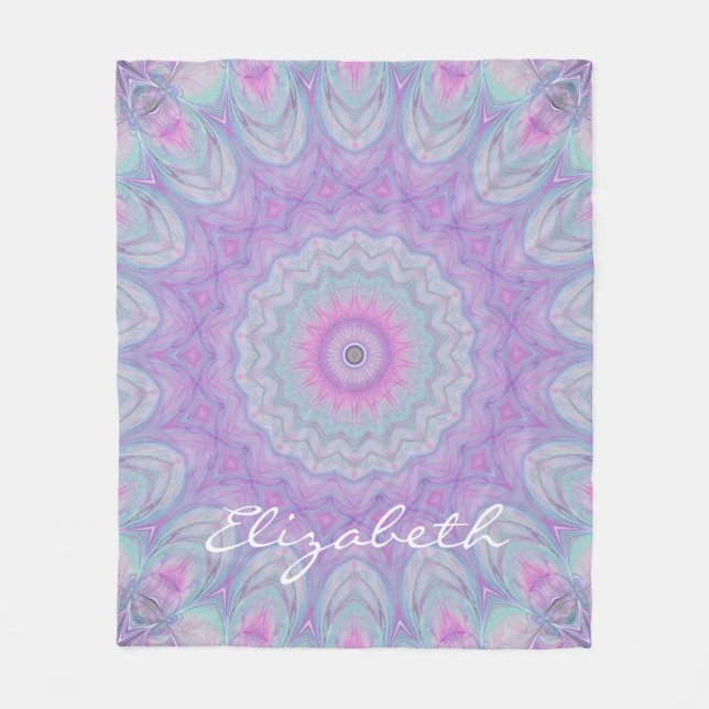 Flower Dream Pastel Mandala av JoMazArt Fleecefilt (Framsidan)