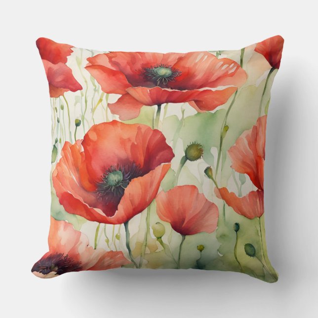 Flower Dream - Poppy Mönster Kudde (Framsida)