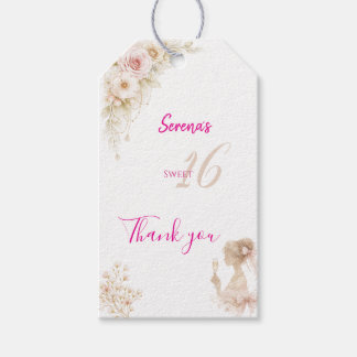 Flower Dreamy Soft Sweet 16 Birthday Gift Tag Presentetikett