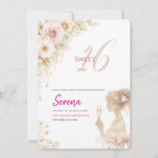 Flower Dreamy Soft Sweet 16 Birthday Invitation Inbjudningar