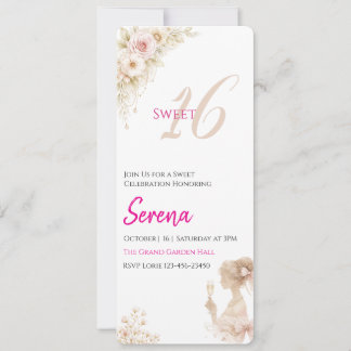 Flower Dreamy Soft Sweet 16 Birthday Note Card Inbjudningar