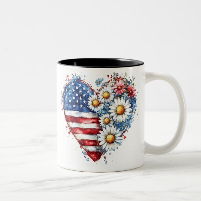 Flower eart American flagga mugg (Höger)