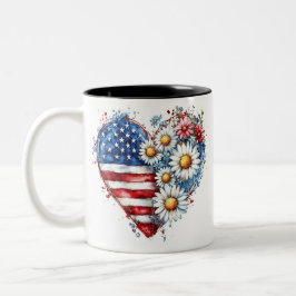 Flower eart American flagga mugg