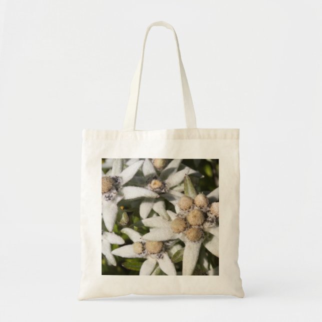 Flower Edelweiss Tote Bag Tygkasse (Framsidan)