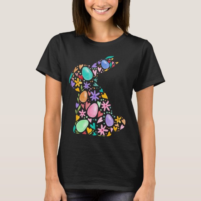 Flower Egg Easter Bunny Fun for Easter Spring East T Shirt (Framsida)