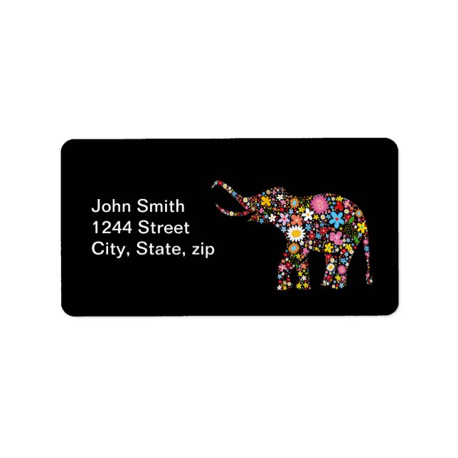 Flower Elephant Adressetikett (Framsidan)