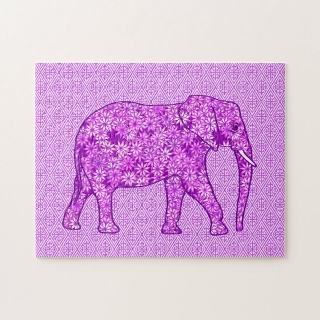 Flower Elephant Amethyst Lila Pussel (Horisontell)