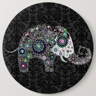 Flower Elephant med färgstarka diamantstudier Knapp