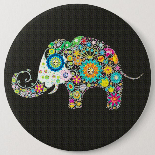 Flower Elephant with Diamond Studs Knapp (Framsida)