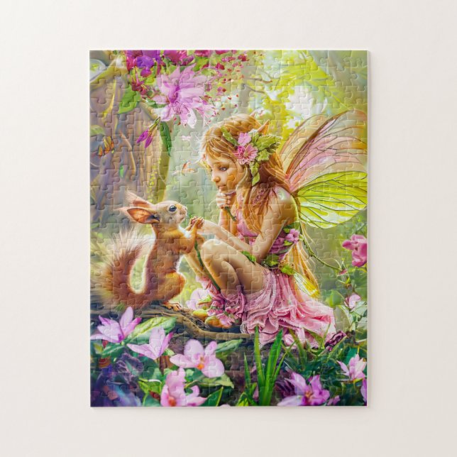 Flower Fairy and Playfull Squirrel Pussel (Vertikal)