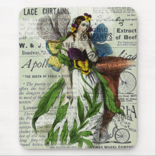 Flower Fairy and Vintage Newspaper Collage Musmatta
