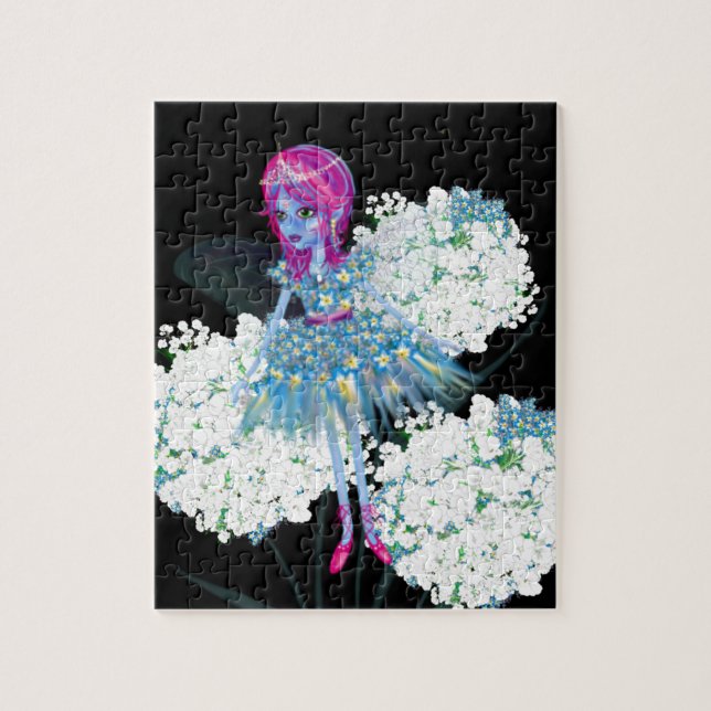 Flower Fairy Art by LeahG blue rosa black white Pussel (Vertikal)