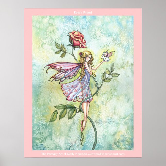 Flower Fairy Bunny Poster Skriv ut (Framsidan)