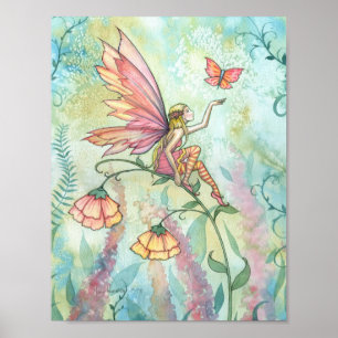 Flower Fairy Butterfly Art Poster Skriv ut