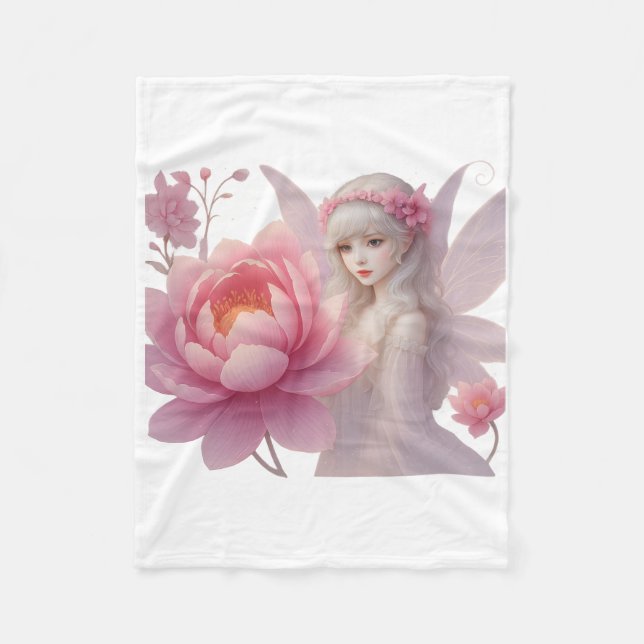 Flower Fairy Girl Ethereal Fantasy Art Design Fleecefilt (Framsidan)