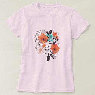 Flower Fairy Line art teckning Woman Tshirt T Shirt