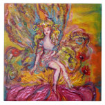 FLOWER FAIRY ON THE PINK IRIS fantasy Kakelplatta<br><div class="desc">Colorful, whimsical flower fairy , acrylic painting with gold yellow pink collors by Bulgan Lumini (c)</div>