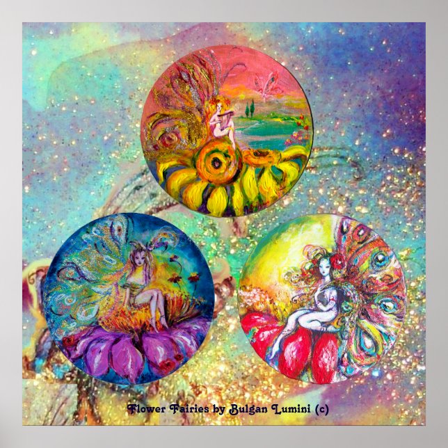 FLOWER FAIRY TALES IN BLUE GRÖNT GULD SPARKLES POSTER (Framsidan)