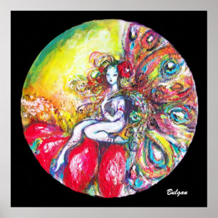 FLOWER FAIRY TITANIA SITTA PÅ RED FLOWER Fantasy Poster