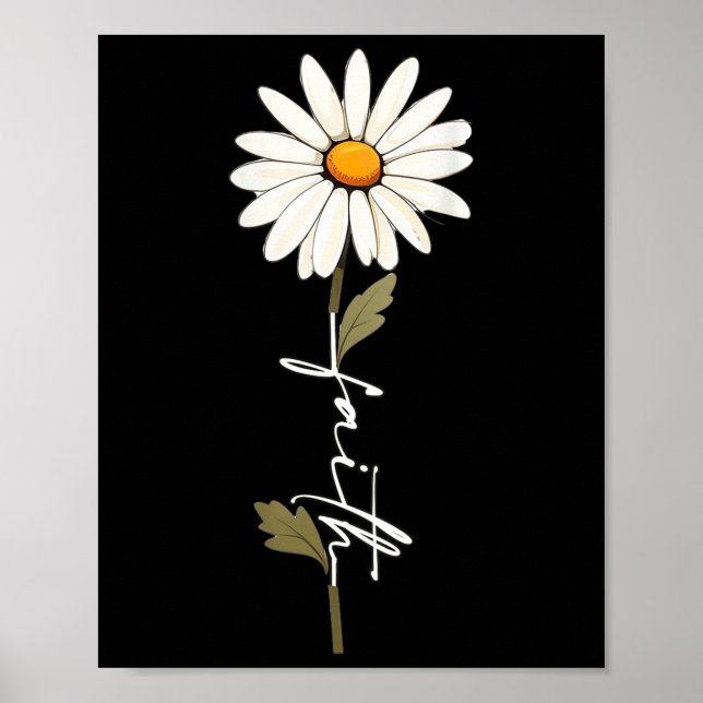 Flower Faith God Cursive Writing Jesus Cross Art O Poster (Framsidan)