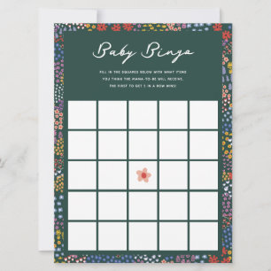 Flower Fält Baby Shower Bingo Game Inbjudningar