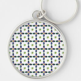 Flower Färg Art Illustration Rund Silverfärgad Nyckelring