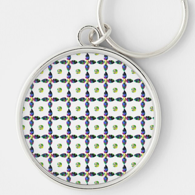 Flower Färg Art Illustration Rund Silverfärgad Nyckelring (Framsidan)